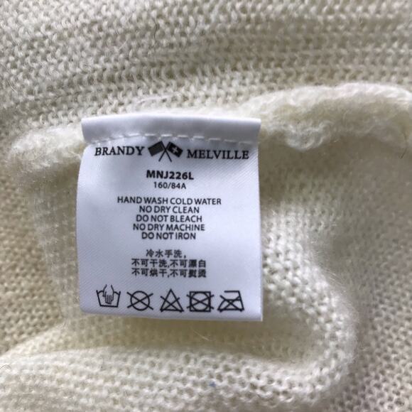 Brandy Melville womens OS v neck long sleeve mohair wool blend white sweater NWT - Picture 4 of 10